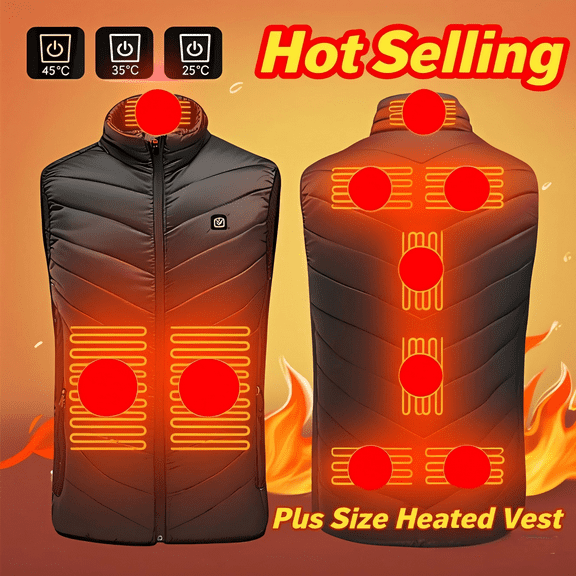Mifsaly Plus Size Heated Vest for Women Men 9 Heating Zones 3 Heat Levels Zip up Quilted Jackets Sleeveless Stand Collar Thermal Padded Coats with Zipper Pockets 2025 Winter Unisex Outerwear