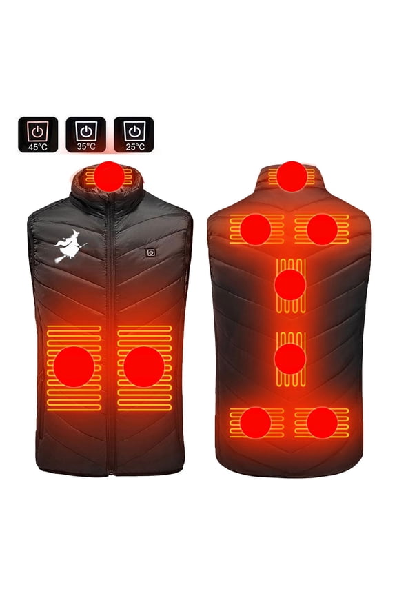 Plus Size Heated Vest for Women Men Thermal 9 Heat Zones 3 Heating Levels Padded Jacket Sleeveless Zip up Warm Quilted Coats Outdoor Skiing Winter Outerwear with Zipper Pockets Unisex