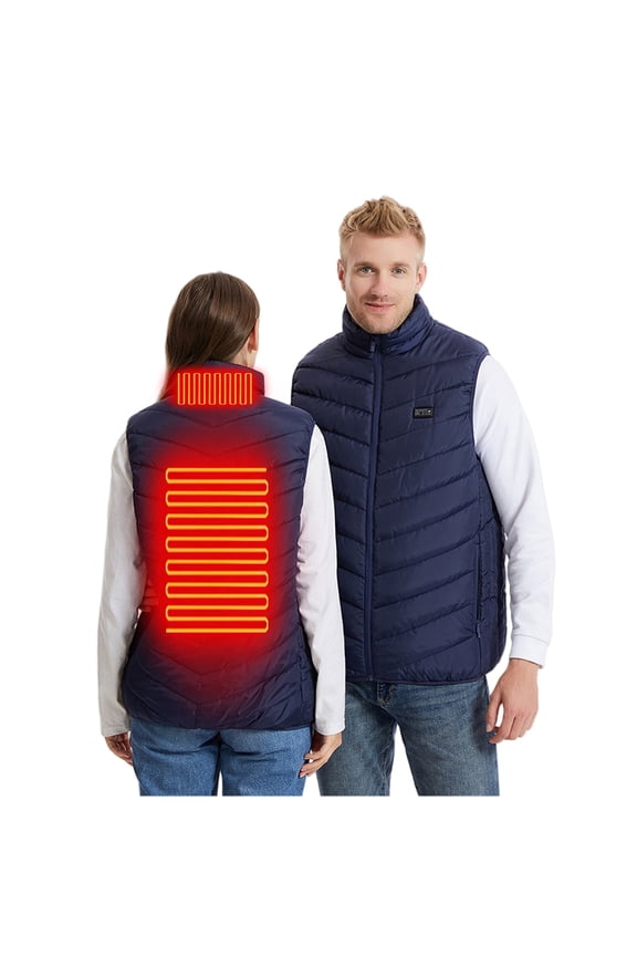 Plus Size Heated Vest for Women Men Zip up 3 Heating Levels 2 Heat Zones Thermal Padded Jacket Rechargeable Thick Warm Quilted Coats Snow Outdoor Winter Outerwear with Zipper Pockets Unisex