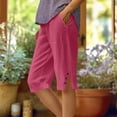 thumbnail image 1 of Mifsaly Plus Size Linen Capris for Women Casual Summer Cropped Trousers Knee Length Side Button Lightweight Lounge Capri Pants with Pockets XL, 1 of 6