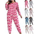 thumbnail image 1 of Mifsaly Plus Size Pajama Set Women Casual 2 Piece Pjs Oversized Cute Print Loungewear Crewneck Long Sleeve Loose Sleepwear Pullover Nightwear High Pants Baggy Pants 2025 Cozy Matching Outfits, 1 of 6