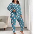 thumbnail image 1 of Mifsaly Plus Size Pajama Set Women Christmas Xmas Print Pjs 2 Piece Oversized Long Sleeve Sleepwear Loose Crewneck Nightwear Lounge Sleep Pants 2025 Winter Festival Loungewear, 1 of 6