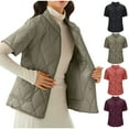 thumbnail image 1 of Mifsaly Plus Size Quilted Vest for Women Button Down Sleeveless Padded Jacket Mock Neck Short Sleeve Warm Down Coats with Pockets Soild Color Thermal Winter Outerwear 2025, 1 of 8
