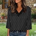 thumbnail image 1 of Mifsaly Plus Size Satin Blouses for Women Polka-Dot 3/4 Sleeve Tops V-Neck Loose Blouses Dressy Casual Silk Shirts Summer Work Tshirts XL, 1 of 5