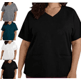 thumbnail image 1 of Mifsaly Plus Size Scrub Tops for Women V-Neck Oversized Medical Nursing Shirts Soft Stretchy Doctors Nurse Healthcare Workwear with Pockets 2026 L, 1 of 6