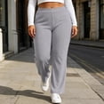 thumbnail image 1 of Mifsaly Plus Size Women's Straight Leg Sweatpants Ribbed Knit Elastic Waist Lounge Pants Fall Winter Trendy Daily Going Out Athletic Casual Clothing, 1 of 6