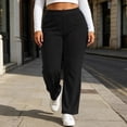 thumbnail image 1 of Mifsaly Plus Size Women's Straight Leg Sweatpants Ribbed Knit Elastic Waist Lounge Pants Fall Winter Trendy Daily Going Out Athletic Casual Clothing, 1 of 6
