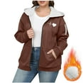 thumbnail image 1 of Mifsaly Plus Size Womens Fleece Jacket Oversized Zip up Sherpa Lined Hooded Sweatshirt Long Sleeve Thick Warm Hoodie Heart Graphic Fashion Thermal Winter Outerwear with Pockets, 1 of 4