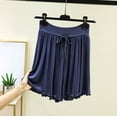 thumbnail image 1 of Mifsaly Plus Size Womens Pajama Shorts Ruffle Hem High Waisted Sleep Shorts Soft Comfortable Summer Casual Homewear 2026 Blue,L, 1 of 5