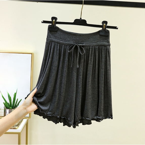 Mifsaly Plus Size Womens Pajama Shorts Ruffle Hem High Waisted Sleep Shorts Soft Comfortable Summer Casual Homewear 2026 Dark Gray,XL
