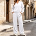 thumbnail image 1 of Mifsaly Plus Size Womens Sweatsuits 2 Piece Set V Neck Sweatshirts and Wide Leg Pants Fall Winter Going Out Athletic Gym Lounge Matching Outfits, 1 of 7