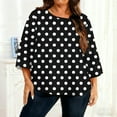 thumbnail image 1 of Mifsaly Plus Size Womens Tops Polka-Dot 3/4 Sleeve Oversized Tshirts Office Going Out Summer Blouse Dressy Casual Fall Fashion Clothing XXL, 1 of 6
