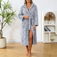 thumbnail image 1 of Mifsaly Plush Bathrobes for Women Hooded Absorbent Waffle Knit Spa Robe with Belt and Pockets Gray,Free Size, 1 of 8