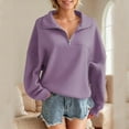 thumbnail image 1 of Mifsaly Quarter Zip Sweatshirt Women Lapel Long Sleeve Baggy Sweatshirts Patchwork Drop Shoulder Soild Color Pullover Tops 2025 Work Casual Outfits, 1 of 4