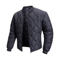 thumbnail image 1 of Mifsaly Quilted Bomber Jacket Men Full Zip Lightweight Puffer Coat Diamond Stitch Long Sleeve Casual Warm Outerwear for Fall Winter Travel Work Everyday Blue,XL, 1 of 8