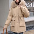 thumbnail image 1 of Mifsaly Quilted Jackets for Women 2025 Faux Fur Hood Zip up Padded Coats Oversized Long Sleeve Thicken Warm Down Jacket Tunic Soild Color Thermal Winter Outerwear with Pockets, 1 of 4