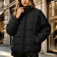 thumbnail image 1 of Mifsaly Quilted Puffer Jacket for Women Stand Collar Zip Up Long Sleeve Oversized Lightweight Winter Coat Fall Cold Weather Casual Warm Outerwear with Pockets Black,S, 1 of 8