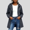 thumbnail image 1 of Mifsaly Rain Jacket for Women Mid Length Water Resistant Zip Up Hooded Windbreaker Jackets Drawstring Elastic Outdoor Fall Winter Outerwear with Pockets Dark Gray,L, 1 of 8