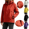 thumbnail image 1 of Mifsaly Raincoat for Women Waterproof Hardshell Hooded Full Zip Windbreaker Jacket Breathable Outdoor Sports Hiking Jackets with Zipper Pockets Red,XXXL, 1 of 9