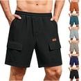 thumbnail image 1 of Mifsaly Ribbed Cargo Shorts for Men Elastic Waist Summer Shorts Going Out Everyday Casual Work Short Pants with Multi Pockets L, 1 of 7