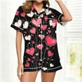 thumbnail image 1 of Mifsaly Satin Pajama Set for Women Valentine Day Silk Pajamas 2 Piece Short Sleeve Heart Print Sleepwear Button Down Pjs Elastic Waist Shorts Dressy Casual Summer Matching Outfits 2026 XXL, 1 of 5