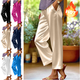 thumbnail image 1 of Mifsaly Satin Pants for Women High Waist Wide Leg Silk Pant Flowy Lightweight Elegant Work Lounge Trousers with Pockets Beige, 1 of 7