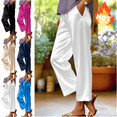 thumbnail image 1 of Mifsaly Satin Pants for Women High Waist Wide Leg Silk Pant Flowy Lightweight Elegant Work Lounge Trousers with Pockets White, 1 of 7