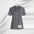 thumbnail image 1 of Mifsaly Scrubs for Women V-Neck Short Sleeve Scrub Tops Holiday Loose Stretchy Nursing Uniform 2026 Comfy Breathable Nurse Work Blouses with Pockets, 1 of 9