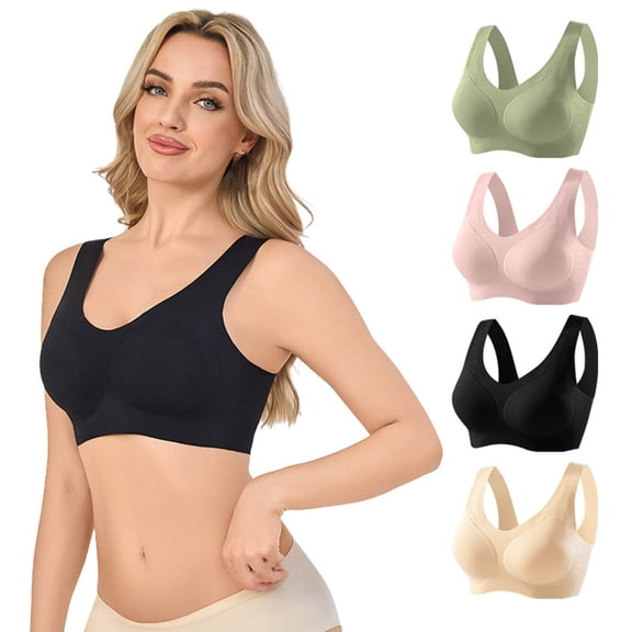 Mifsaly Seamless Bras for Women No Underwire Wireless High Support Sport Bra No Hook Padded Anti-Sagging Breasts Liftup Push Up Bralette 2025 Workout Breathable Underwear Black