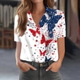 thumbnail image 1 of Mifsaly Short Sleeve Button Down Shirts for Women Lapel Collar V Neck Blouses Patriotic Hearts American Flag Print Independence Day Tops 2026 XXL, 1 of 6