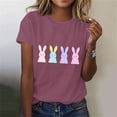 thumbnail image 1 of Mifsaly Short Sleeve T-Shirts Women Relaxed Fit Multi Pastel Bunnies Graphic Cotton tops Soft Breathable Casual Summer Basic Tees XL, 1 of 6