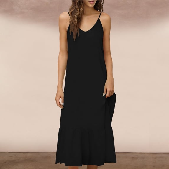 Mifsaly Sleeveless Dress for Women Boho Maxi Flowy Summer Sundresses Tiered Ruffle Hem Lightweight Beach Vacation Linen Dresses 2026 XL