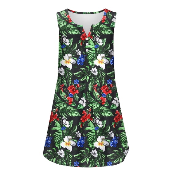 Mifsaly Sleeveless Floral Dress for Women Button Closure Mini Summer Dresses Comfortable Flowy Casual Vacation Sundress 2026 L