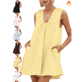 thumbnail image 1 of Mifsaly Sleeveless Tank Dress Women Flowy A-Line Mini Dresses Deep V-Neck Summer Party Sundress with Pockets S, 1 of 8