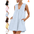 thumbnail image 1 of Mifsaly Sleeveless Tank Dress Women Flowy A-Line Mini Dresses Deep V-Neck Summer Party Sundress with Pockets XL, 1 of 8