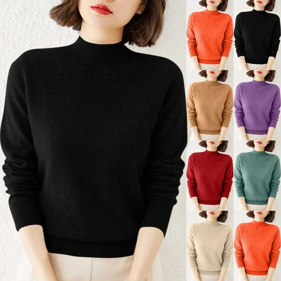 Mifsaly Soft Cozy Knitted Sweaters for Women Long Sleeve Mock Neck Sweaters Lightweight Office Pullover Tops Spring Fall Teacher Outfits XL