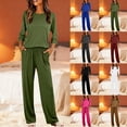 thumbnail image 1 of Mifsaly Soft Pajama Set for Women Crewneck 3/4 Sleeve Tops and Relaxed Fit Pants with Pockets Breathable Comfy Casual Pajamas Sleepwear Army Green,S, 1 of 8