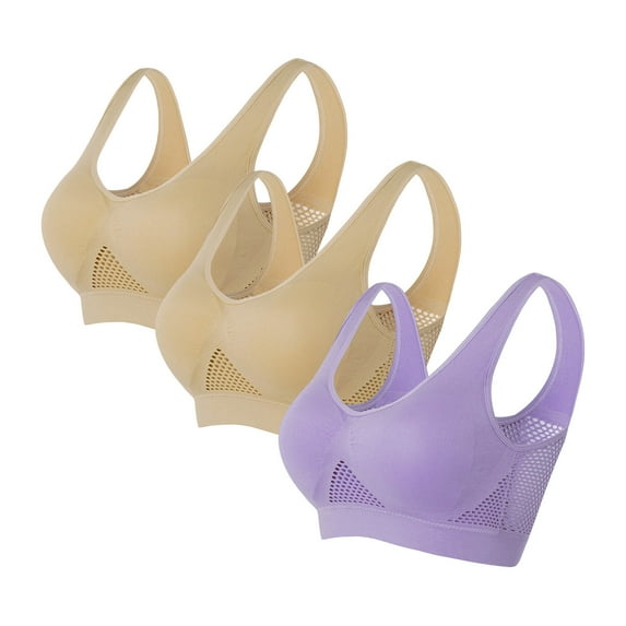 Mifsaly Sports Bras for Women 3 Pack Plus Size High Support Running Adjustable Sports Bra Full Coverage Push up Breathable Bras Seamless Wireless Yoga Bra with Removable Pads Brasieres De Mujer XL
