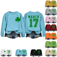 thumbnail image 1 of Mifsaly St Patrick Day Sweatshirt Women Irish Shamrock Print St Patrick Sweatshirts Loose Crewneck Long Sleeve Pullover Tops Going Out Fashion Spring Fall Blouse M, 1 of 6