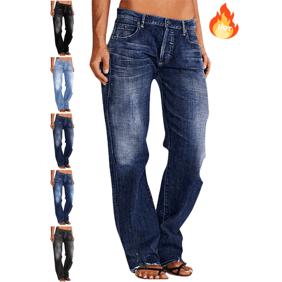 Mifsaly Straight Leg Jeans for Women High Waisted Denim Pants Stretchy Fabric Comfortable Trousers Versatile Fashionable Casual Daily Wear L