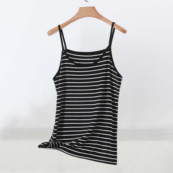Mifsaly Striped Camisole Tops Women Scoop Neck Sleeveless Summer Top Adjustable Spaghetti Slim Fit Basic Cami Casual Soft Breathable Vest XXXXXL