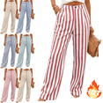 thumbnail image 1 of Mifsaly Striped Linen Pants Women High Waisted Wide Leg Summer Pant Lightweight Loose Fit Casual Beach Vacation Outfits with Pockets 2026 Red,M, 1 of 9