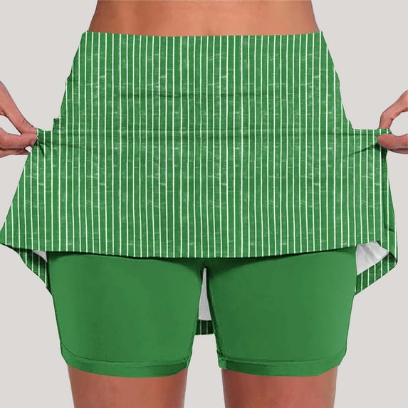 Mifsaly Striped Skorts for Women High Waist Tummy Control Tennis Golf Skort Skirt with Pockets Summer Casual Lightweight Breathable Athletic Workout Shorts XXXXL