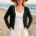 thumbnail image 1 of Mifsaly Summer Cardigans for Women Lightweight Open Front Short Cardigan Long Sleeve V Neck Flattering Beach Layering Tops Black,M, 1 of 5