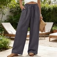 thumbnail image 1 of Mifsaly Summer Linen Pants Women Wide Leg High Waisted Pant Drawstring Lightweight Flowy Beach Vacation Casual Loose Trousers 2026 XXL, 1 of 9