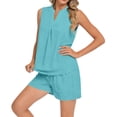 thumbnail image 1 of Mifsaly Summer Two Piece Sets for Women V-Neck Tank Tops and Shorts with Pockets Everyday Work Vacation Matching Sets L, 1 of 5