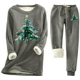 thumbnail image 1 of Mifsaly Sweat Suits for Womens 2 Piece Christmas Tree Print Fleece Lined Workout Sets Xmas Thicken Warm Lounge Outdoor Matching Outfits Sherpa Pullover Sweatshirt & Thermal Joggers with Pockets, 1 of 3