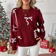 thumbnail image 1 of Mifsaly Sweater with Bows for Women Oversized Long Sleeve Christmas Sweaters Knit Cozy Soft Pullover Sweater Party Travel Festival Winter Xmas Basic Outfits S, 1 of 9