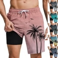 thumbnail image 1 of Mifsaly Swim Shorts Men Palm Tree Print Quick-Dry Board Shorts with Compression Liner and Pockets Summer Beach Swimming Trunks L, 1 of 5