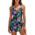 thumbnail image 1 of Mifsaly Swimdress for Women Tummy Control Skirted Swimsuits Crisscross Back Color Block Ruched One Piece Swimsuit Summer Beach Pool Party Swimwear XXL, 1 of 9